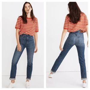Madewell The Momjean in Draycott Wash Dark Wash High Waisted Mom Jeans denim